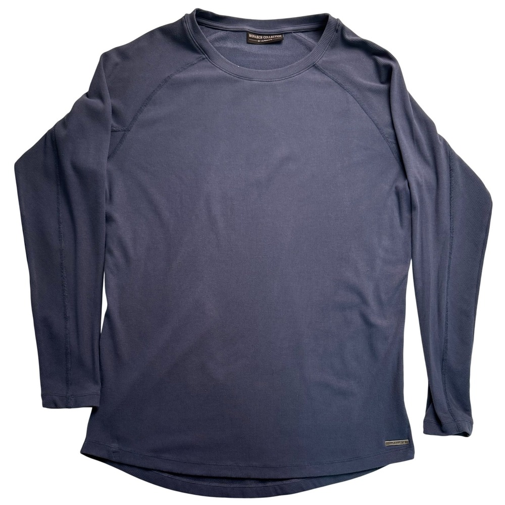 Alphalete Monarch Collection Long Sleeve Ribbed Top Blue Grey Womens Small